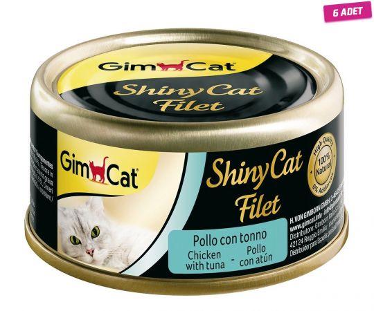 Gimcat Shinycat Fileto Tuna Balıklı Ve Tavuklu Yetişkin Kedi Konservesi 70 Gr - 6 Adet
