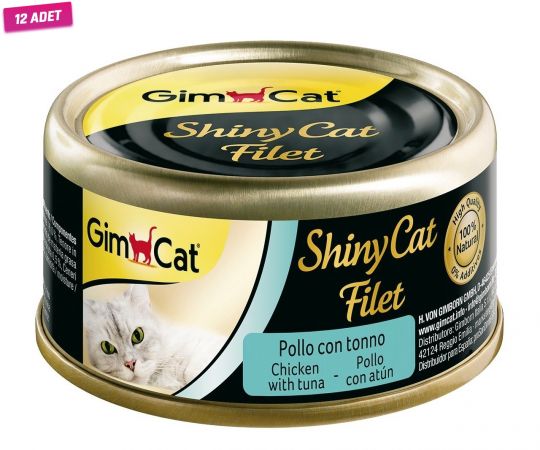 Gimcat Shinycat Fileto Tuna Balıklı Ve Tavuklu Yetişkin Kedi Konservesi 70 Gr - 12 Adet
