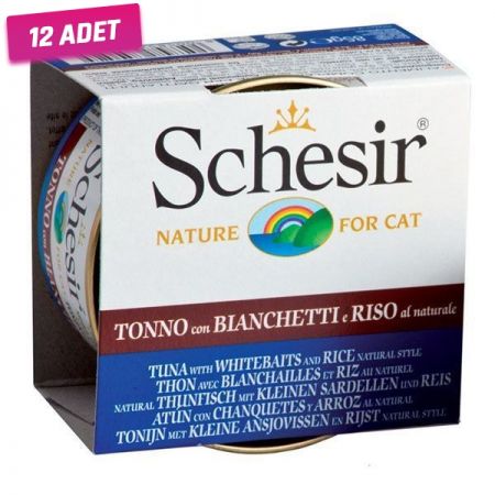 Schesir Ton Balıklı ve Ringa Balıklı Naturel Konserve Kedi Maması 85 Gr - 12 Adet