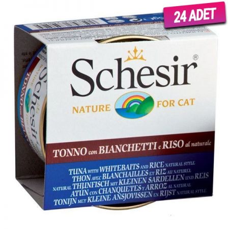 Schesir Ton Balıklı ve Ringa Balıklı Naturel Konserve Kedi Maması 85 Gr - 24 Adet
