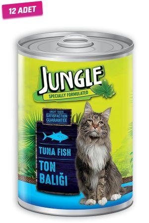 Jungle Ton Balıklı Konserve Kedi Maması 415 Gr - 12 Adet