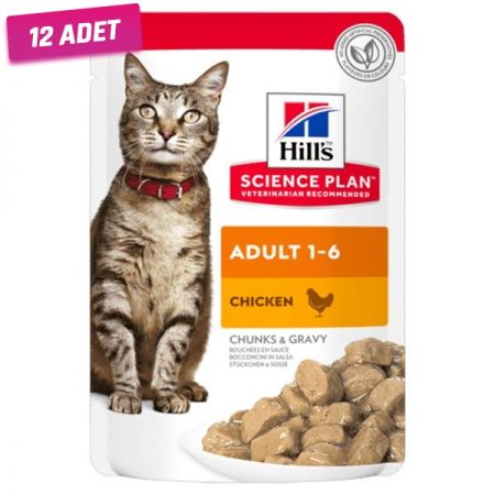 Hills Adult Tavuklu Pouch Yetişkin Konserve Kedi Maması 85 Gr - 12 Adet
