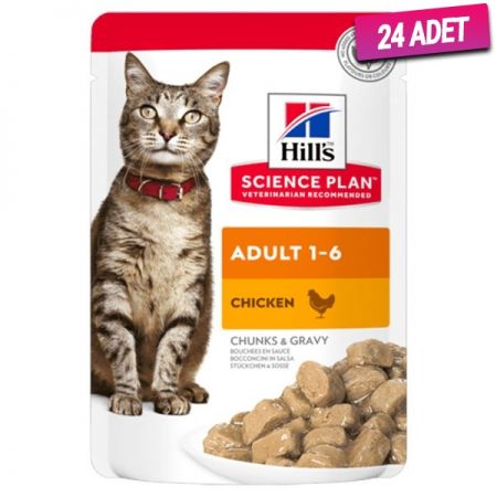 Hills Adult Tavuklu Pouch Yetişkin Konserve Kedi Maması 85 Gr - 24 Adet