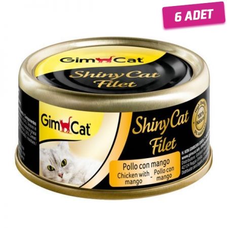 Gimcat Shinycat Kıyılmış Fileto Öğünlük Kedi Konservesi Tavuklu ve Mangolu 70 gr - 6 Adet