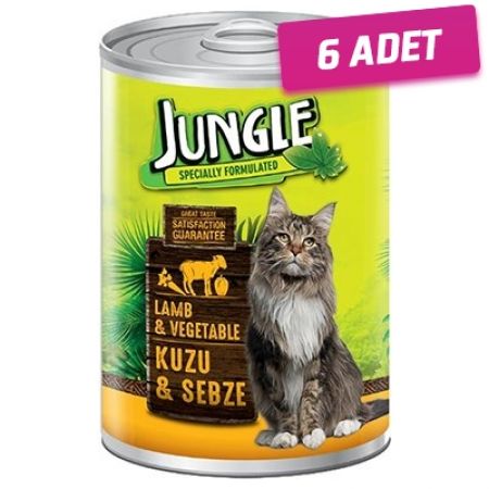 Jungle Kuzu Etli ve Sebzeli Yetişkin Konserve Kedi Maması 415 Gr - 6 Adet