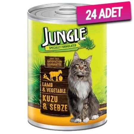 Jungle Kuzu Etli ve Sebzeli Yetişkin Konserve Kedi Maması 415 Gr - 24 Adet