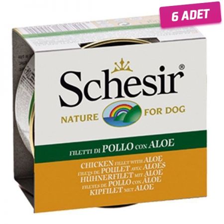 Schesir Aloevera ve Tavuklu Jöleli Konserve Köpek Maması 150 Gr - 6 Adet