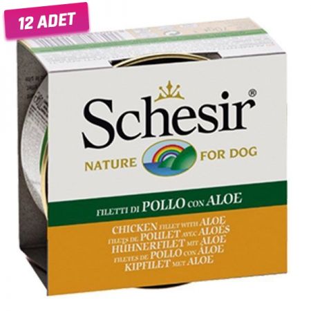 Schesir Aloevera ve Tavuklu Jöleli Konserve Köpek Maması 150 Gr - 12 Adet