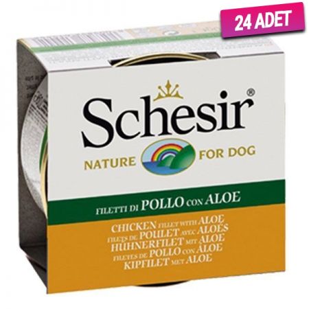 Schesir Aloevera ve Tavuklu Jöleli Konserve Köpek Maması 150 Gr - 24 Adet