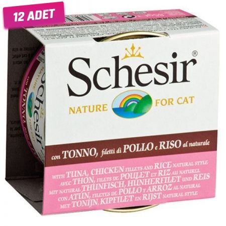 Schesir Ton Balıklı ve Tavuklu Naturel Konserve Kedi Maması 85 Gr - 12 Adet