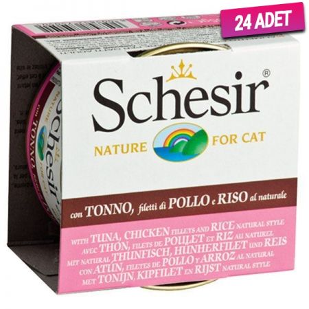 Schesir Ton Balıklı ve Tavuklu Naturel Konserve Kedi Maması 85 Gr - 24 Adet