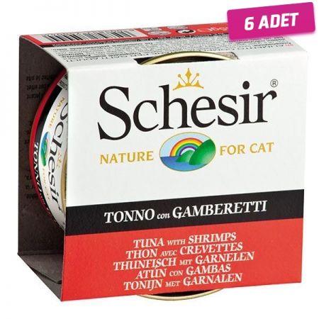 Schesir Ton Balıklı ve Karidesli Jöleli Konserve Kedi Maması 85 Gr - 6 Adet