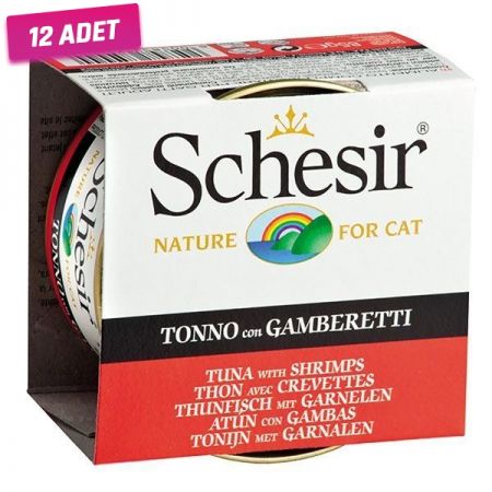 Schesir Ton Balıklı ve Karidesli Jöleli Konserve Kedi Maması 85 Gr - 12 Adet