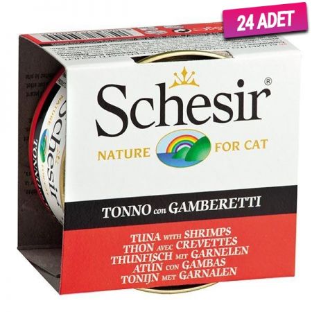 Schesir Ton Balıklı ve Karidesli Jöleli Konserve Kedi Maması 85 Gr - 24 Adet