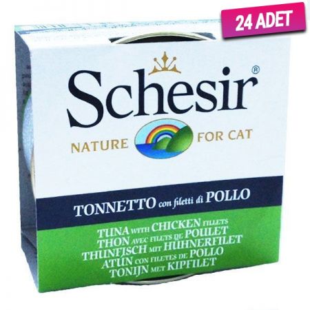 Schesir Ton Balıklı ve Tavuklu Jöleli Konserve Kedi Maması 85 Gr - 24 Adet