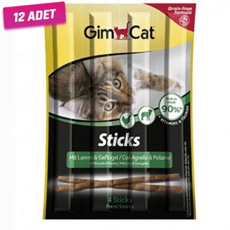 Gimcat Sticks Kuzu Tavuklu Kedi Ödül Çubuğu 4 Adet 20 Gr - 12 Adet