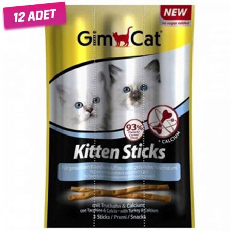 Gimcat Sticks Kitten Hindili Kedi Ödül Çubuğu 3 Adet 3 Gr - 12 Adet