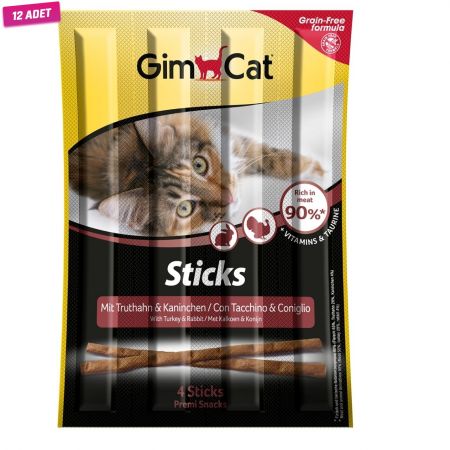Gimcat Sticks Hindi ve Tavşanlı Kedi Ödül Çubuğu 4 Adet 20 Gr - 12 Adet