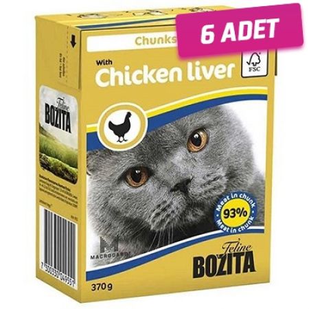 Bozita Tahılsız Tavuklu ve Ciğerli Yetişkin Konserve Kedi Maması 370 Gr - 6 Adet