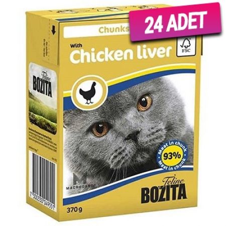 Bozita Tahılsız Tavuklu ve Ciğerli Yetişkin Konserve Kedi Maması 370 Gr - 24 Adet
