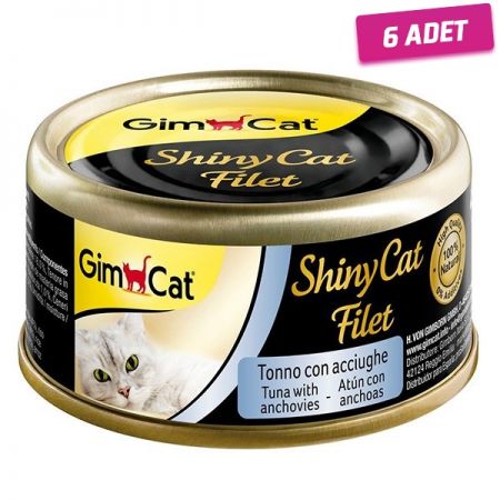 Gimcat Shinycat Kıyılmış Fileto Tuna Ançuez Yetişkin Kedi Konservesi 70 Gr - 6 Adet