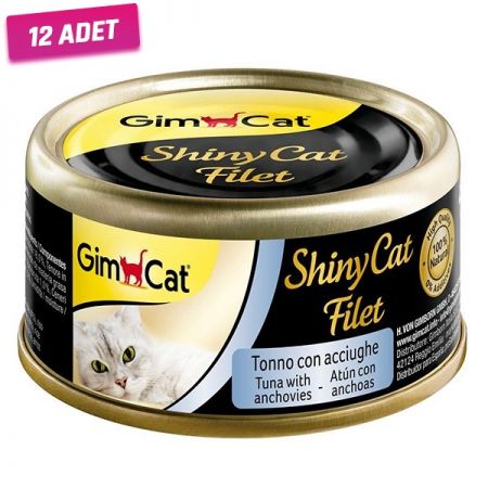Gimcat Shinycat Kıyılmış Fileto Tuna Ançuez Yetişkin Kedi Konservesi 70 Gr - 12 Adet