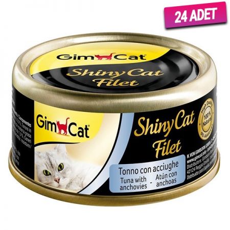 Gimcat Shinycat Kıyılmış Fileto Tuna Ançuez Yetişkin Kedi Konservesi 70 Gr - 24 Adet