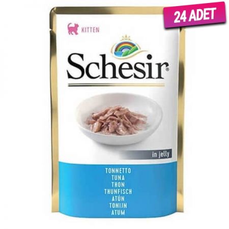 Schesir Jöleli Kitten Ton Balık Yavru Konserve Kedi Maması 85 Gr - 24 Adet