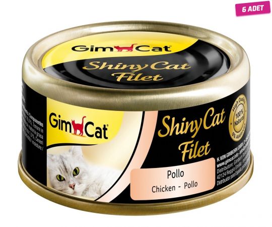 Gimcat Shinycat Kıyılmış Fileto Tavuklu Yetişkin Kedi Konservesi 70 Gr - 6 Adet