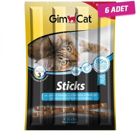 Gimcat Sticks Somon ve Morina Balıklı Kedi Ödül Çubuğu 4 Adet 20 Gr - 6 Adet