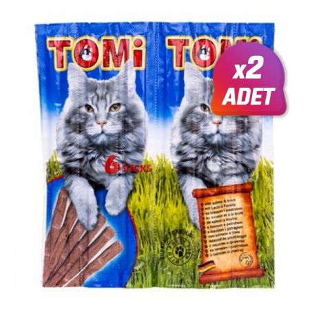 2 Adet - Tomi Somon ve Alabalıklı Stick Kedi Ödül Maması 6x5 Gr