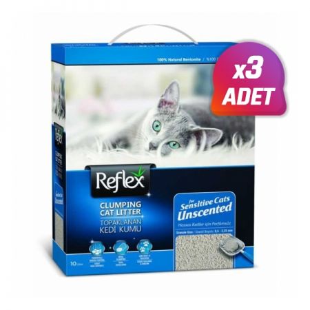 3 Adet - Reflex Aktif Karbonlu Doğal Topaklanan Kedi Kumu 10 Lt