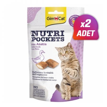 2 Adet - Gimcat Nutri Pockets Ördekli Kedi Ödül Maması 60 Gr