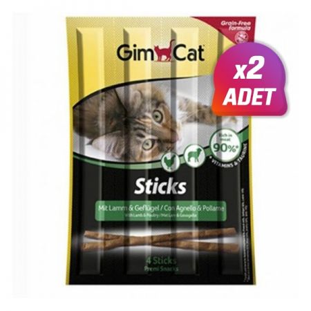 2 Adet - Gimcat Sticks Kuzu Tavuklu Kedi Ödül Çubuğu 4 Adet 20 Gr