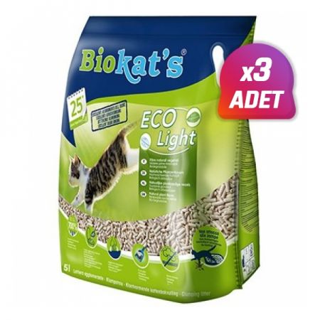 3 Adet - Biokats Eco Light Pelet Kedi Kumu 5 Lt