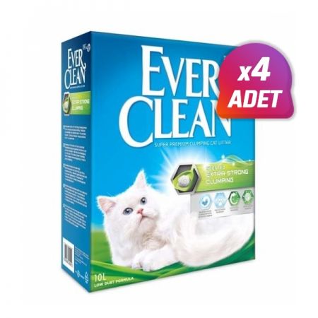 4 Adet - Ever Clean Extra Strong Kokulu Topaklanan Kedi Kumu 10 Lt