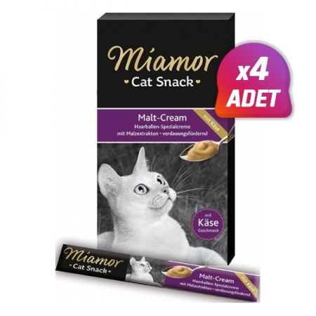 4 Adet - Miamor Cream Malt Peynir Özlü Sıvı Kedi Ödül Maması 6x15 Gr