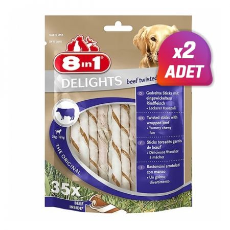 2 Adet - 8in1 Delights Biftekli Köpek Ödül Çubuğu 35x190 Gr