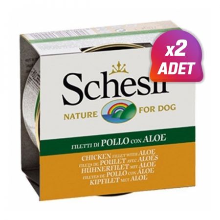 2 Adet - Schesir Aloevera ve Tavuklu Jöleli Konserve Köpek Maması 150 Gr