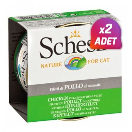 2 Adet - Schesir Tavuklu Naturel Konserve Kedi Maması 85 Gr