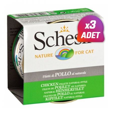 3 Adet - Schesir Tavuklu Naturel Konserve Kedi Maması 85 Gr