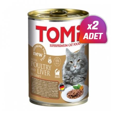 2 Adet - Tomi Kanatlı Eti ve Ciğerli Kedi Konservesi 400 Gr