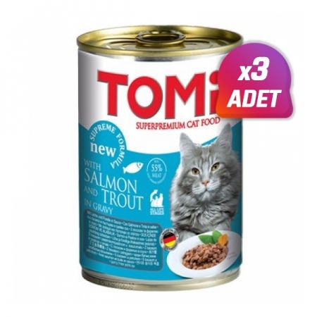 3 Adet - Tomi Somon ve Alabalıklı Kedi Konservesi 400 Gr