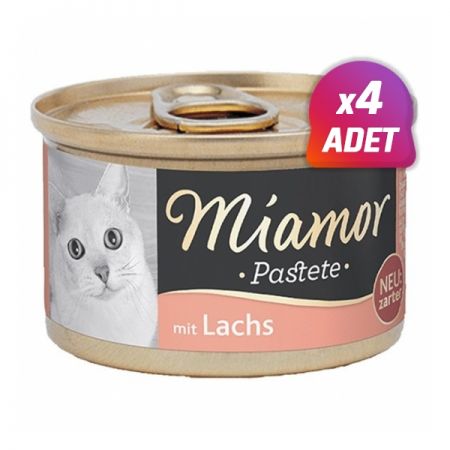 4 Adet - Miamor Pastete Somonlu Tahılsız Konserve Kedi Maması 85 Gr