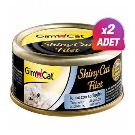 2 Adet - Gimcat Shinycat Kıyılmış Fileto Tuna Ançuez Yetişkin Kedi Konservesi 70 Gr