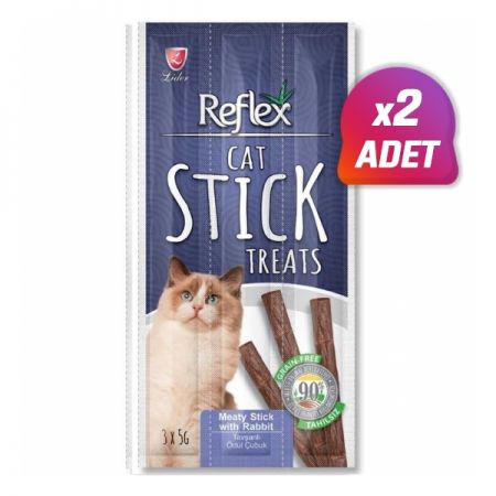 2 Adet - Reflex Tavşanlı Stick Kedi Ödül Maması 3x5 Gr