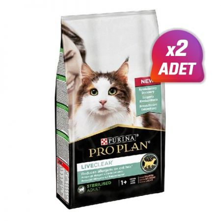 2 Adet - Pro Plan Liveclear Somonlu Yetişkin Kısırlaştırılmış Kedi Maması 1.4 Kg