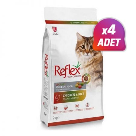 4 Adet - Reflex Adult Renkli Taneli Tavuklu Yetişkin Kedi Maması 2 Kg