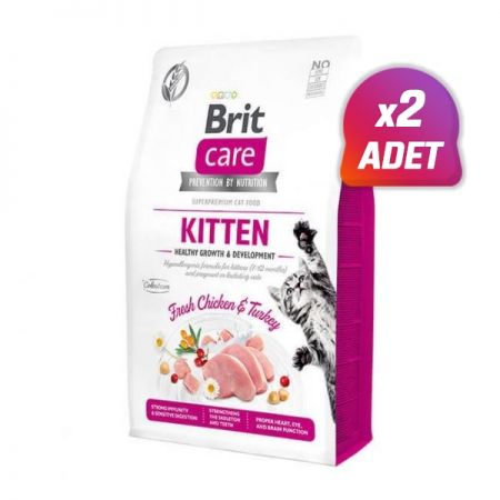 2 Adet - Brit Care Hipoalerjenik Kitten Tahılsız Tavuk ve Hindili Yavru Kedi Maması 2 Kg