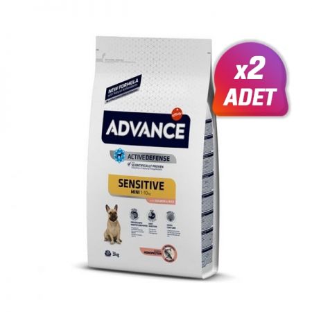 2 Adet - Advance Mini Sensitive Somonlu Küçük Irk Yetişkin Köpek Maması 3 Kg